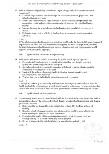 Community Public Health Nursing 8th Edition Nies Melanie McEwen TEST BANK