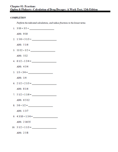Calculation of Drug Dosages A Work Text 12th Edition TEST BANK