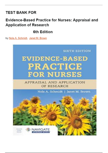 Evidence Based Practice for Nurses 6th Edition TEST BANK 9781284296532