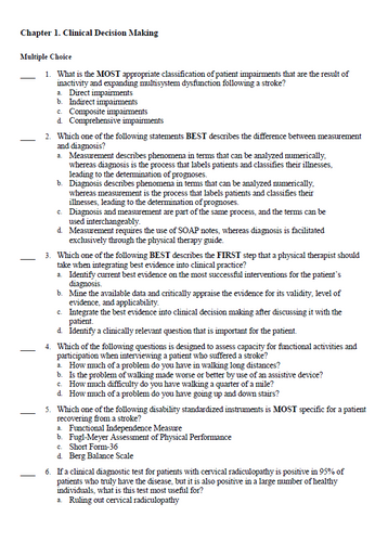 O'Sullivan & Schmitz's Physical Rehabilitation 8th Edition TEST BANK