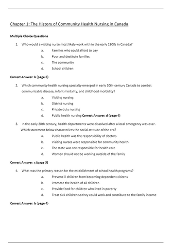 Community Health Nursing A Canadian Perspective 5th Edition Test Bank