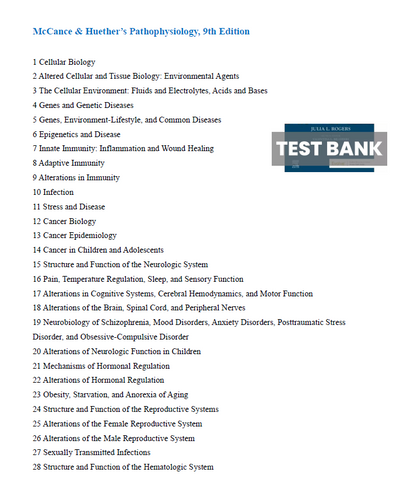 McCance & Huether's Pathophysiology 9th Edition Test Bank