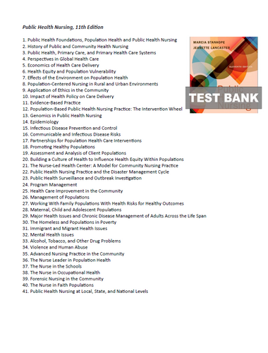 Public Health Nursing 11th Edition Test Bank 9780323882828