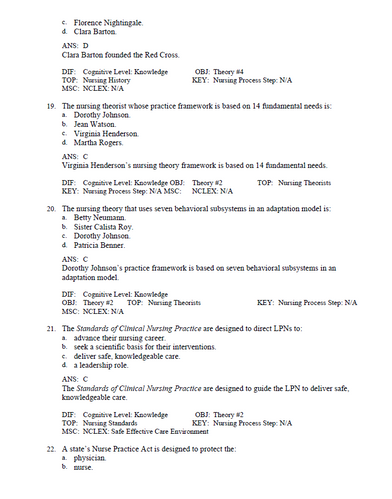 Fundamental Concepts and Skills for Nursing 7th Edition Williams Test Bank