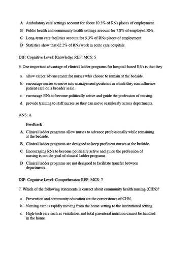 Leddy & Pepper's Professional Nursing 10th Edition TEST BANK