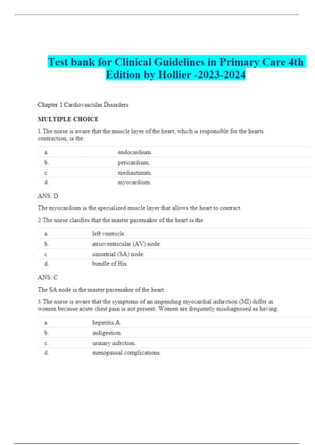 Clinical Guidelines in Primary Care 4th Edition TEST BANK