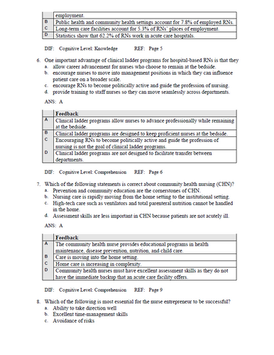 Professional Nursing Concepts and Challenges 10th Edition TEST BANK