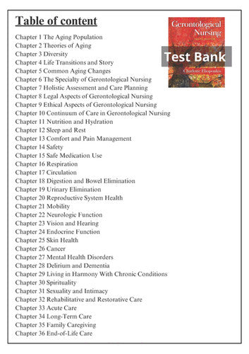 Gerontological Nursing 10th Edition Eliopoulos TEST BANK