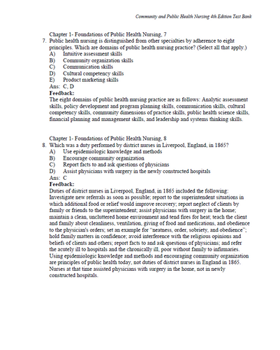 Community and Public Health Nursing 4th Edition TEST BANK