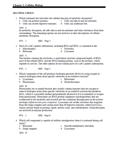 McCance & Huether's Pathophysiology 9th Edition Test Bank