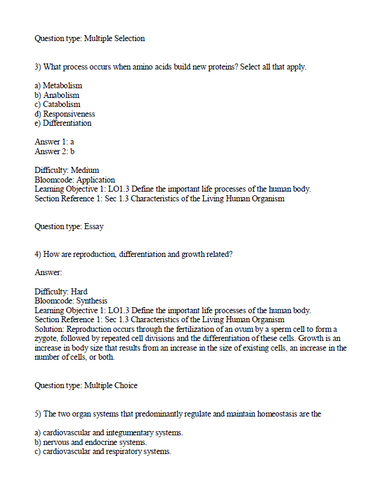 Principles of Anatomy and Physiology 16th Edition Tortora TEST BANK