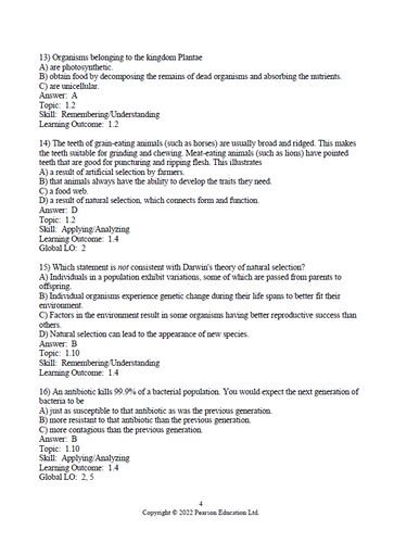 Campbell Biology Concepts & Connections 10th Edition TEST BANK