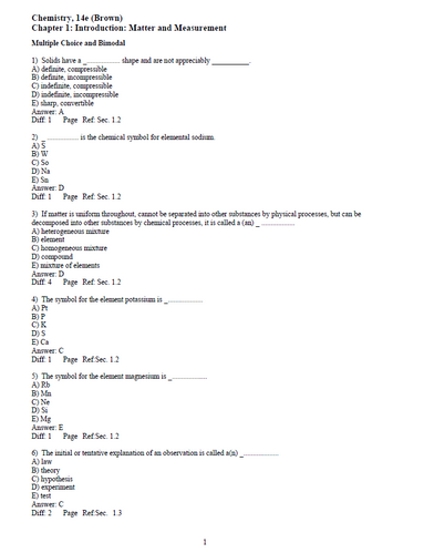 Chemistry The Central Science 14th Edition TEST BANK