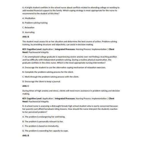 Clinical Mental Health Counseling TEST BANK