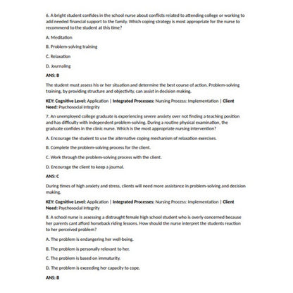 Clinical Mental Health Counseling TEST BANK