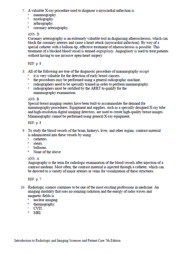 Introduction to Radiologic and Imaging Sciences and Patient Care 7e Test Bank