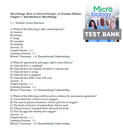 Microbiology Basic and Clinical Principles 2nd Edition TEST BANK