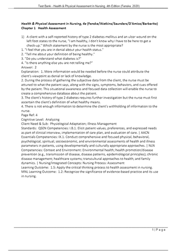 Health and Physical Assessment In Nursing 4th Edition TEST BANK