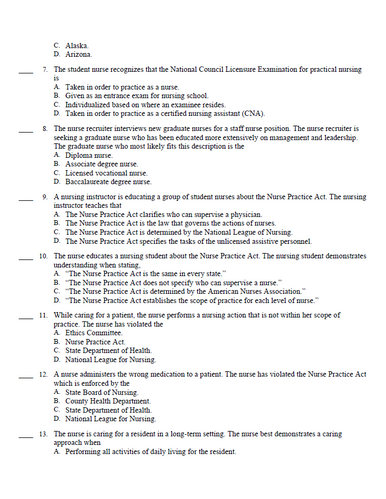 Fundamentals of Nursing Care Concepts Connections and Skills 3rd Edition TEST