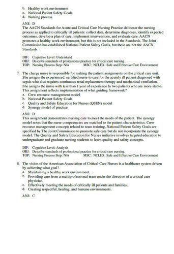 Introduction to Critical Care Nursing 8th Edition TEST BANK