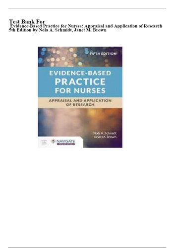 Evidence Based Practice for Nurses 5th Edition TEST BANK 9781284226324