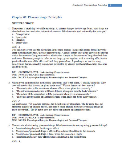 Pharmacology and the Nursing Process 9th Edition TEST BANK