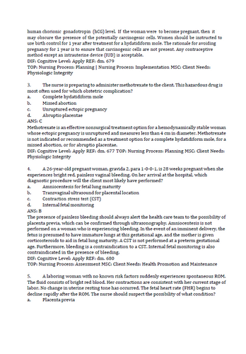 Maternity Newborn and Women’s Health Nursing A Case-Based Approach 2e Test Bank