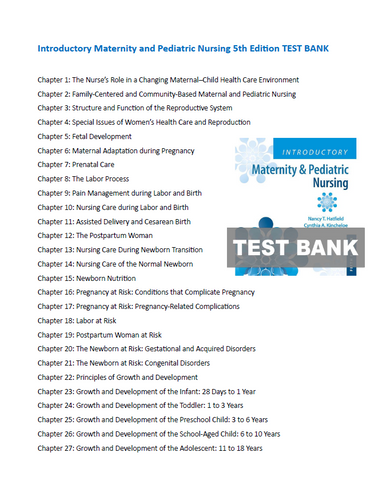 Introductory Maternity & Pediatric Nursing 5th Edition Hatfield TEST BANK