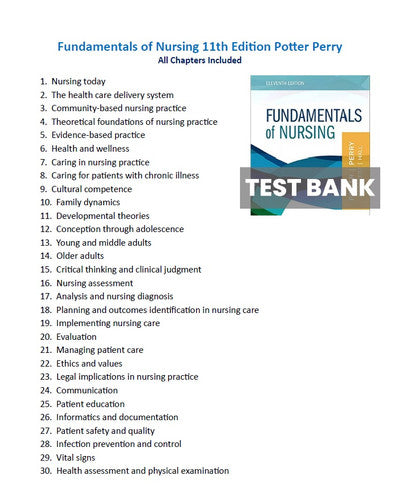 Fundamentals of Nursing 11th Edition Potter Perry TEST BANK