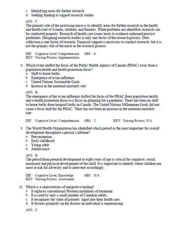 Perrys Maternal Child Nursing Care in Canada 3rd Edition TEST BANK