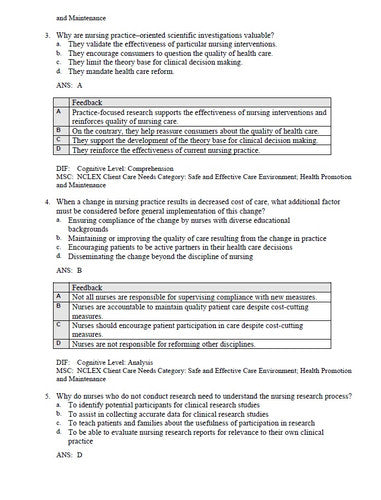Nursing Research in Canada 4th Edition TEST BANK