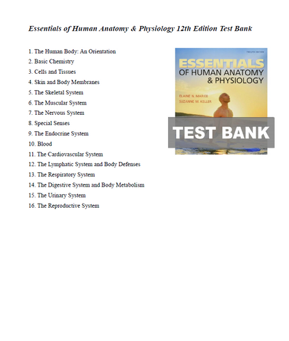 Essentials of Human Anatomy & Physiology 12th Edition TEST BANK