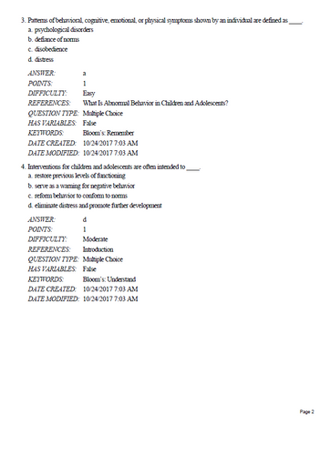Abnormal Child Psychology 7th Edition Mash TEST BANK