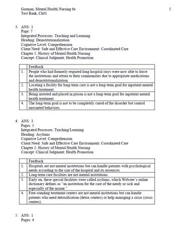 Mental Health Nursing 6th Edition Gorman TEST BANK
