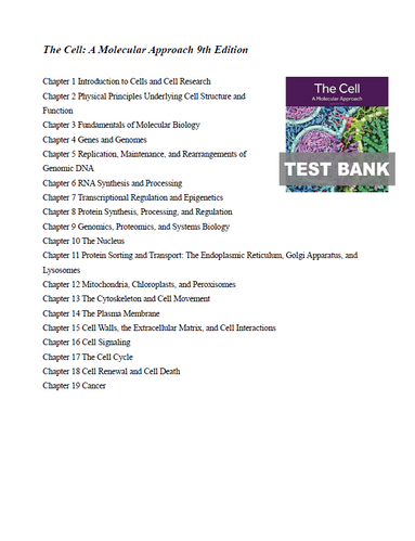 The Cell A Molecular Approach 9th Edition TEST BANK 9780197583722