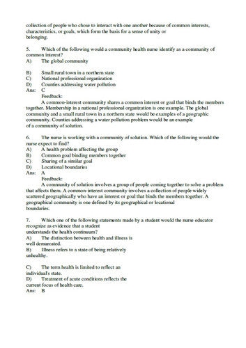 Community and Public Health Nursing 10th Edition Rector Test Bank