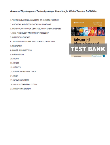 Advanced Physiology and Pathophysiology 2nd Edition TEST BANK 9780826167552