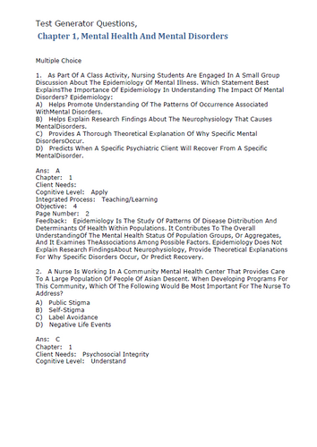 Essentials of Psychiatric Nursing 3rd Edition Boyd TEST BANK