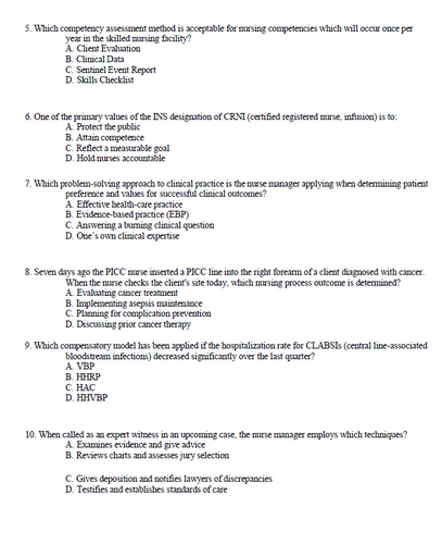 Phillips's Manual of I.V. Therapeutics 8th Edition TEST BANK