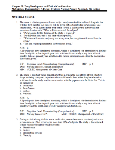 Pharmacology A Patient-Centered Nursing Process Approach 9e Test Bank