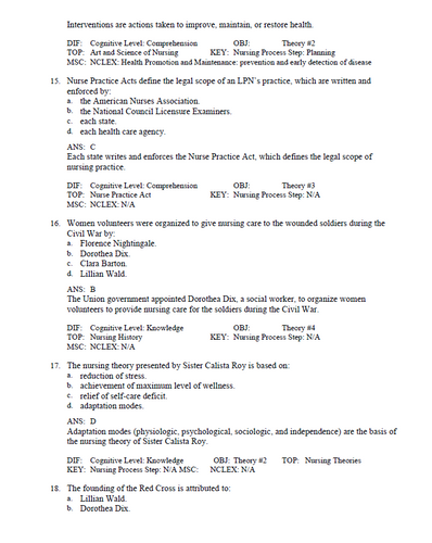 Fundamental Concepts and Skills for Nursing 7th Edition Williams Test Bank