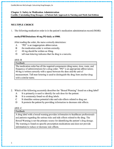 Calculating Drug Dosages A Patient-Safe Approach to Nursing 2nd Edition TestBank