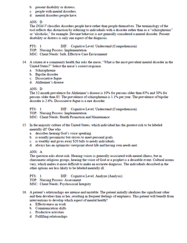 Varcarolis Foundations of Psychiatric Mental Health Nursing 10thEdition TestBank
