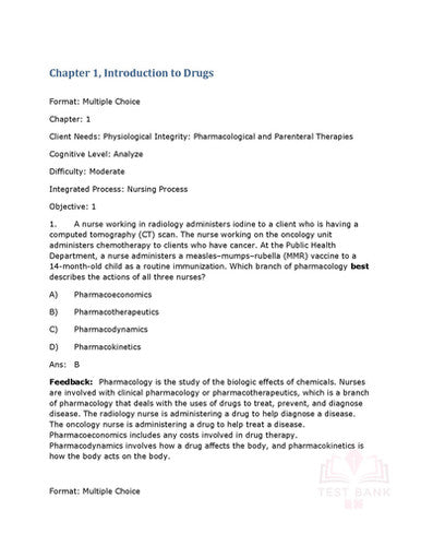 Focus On Nursing Pharmacology 9th Edition Karch TEST BANK