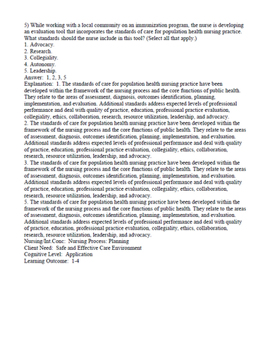 Population and Community Health Nursing 6th Edition TEST BANK