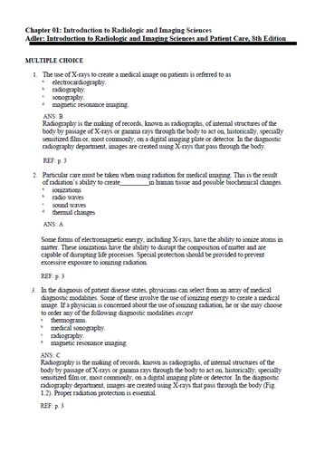 Introduction to Radiologic and Imaging Sciences 8th Edition TEST BANK