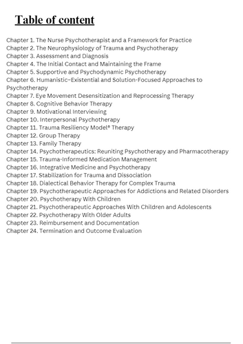 Psychotherapy for the Advanced Practice Psychiatric Nurse 3rd Edition Test Bank