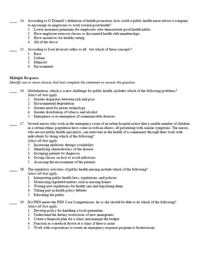 Public Community Health and Nursing Practice 3rd Edition Test Bank