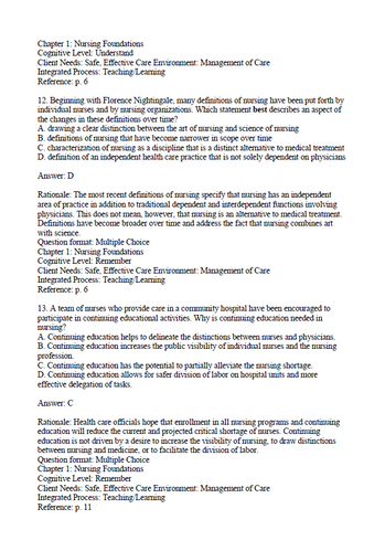 Timby's Fundamental Nursing Skills and Concepts 12th Edition Test Bank