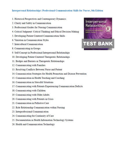 Interpersonal Relationships 8th Edition TEST BANK